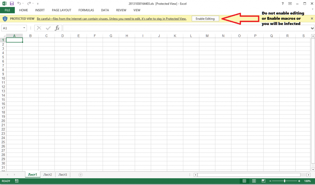 Excel macro protected mode